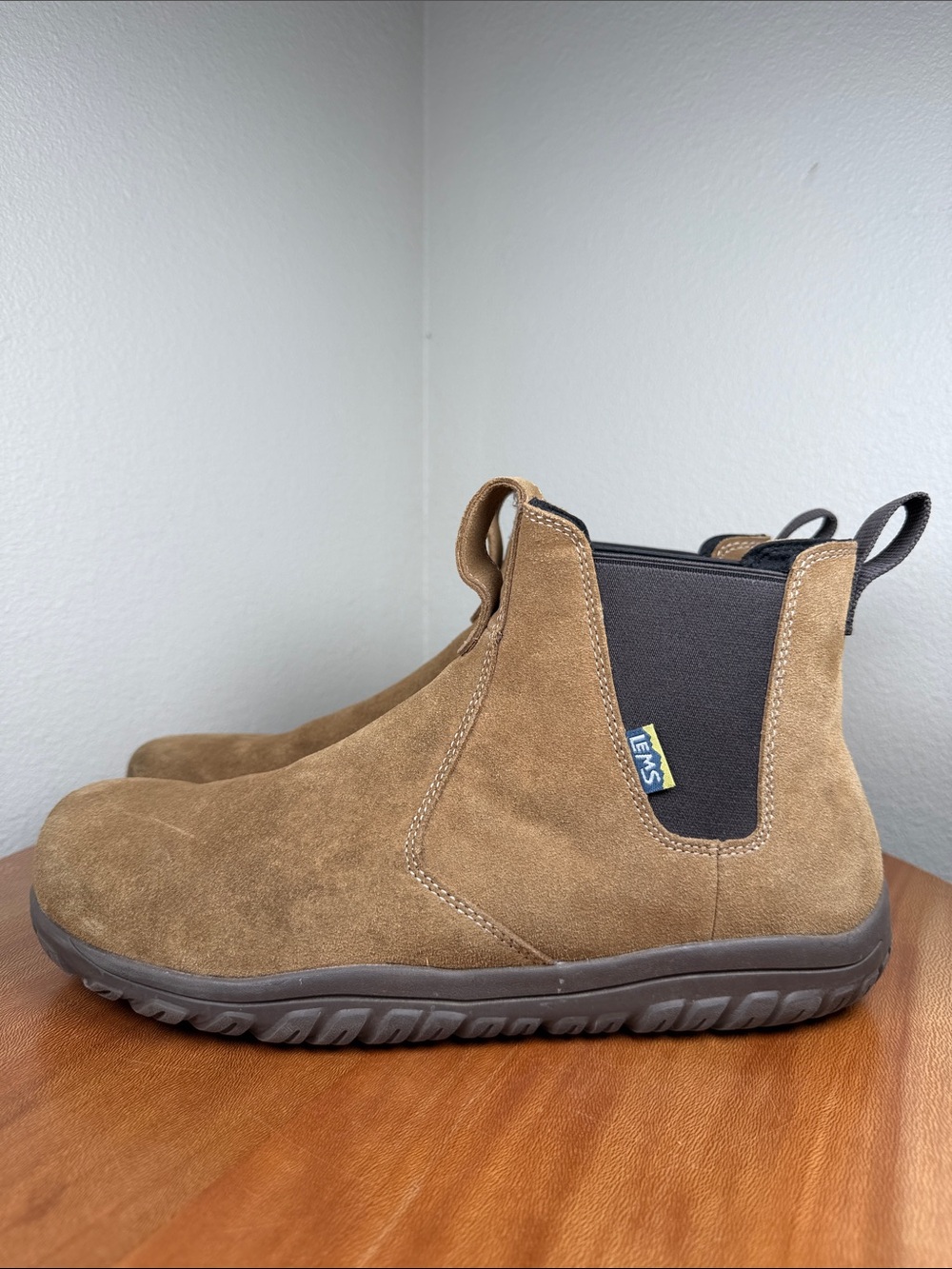 LEMS CHELSEA SUEDE BAREFOOT BOOT Cedar Mens Size 11 Women’s Size 12.5